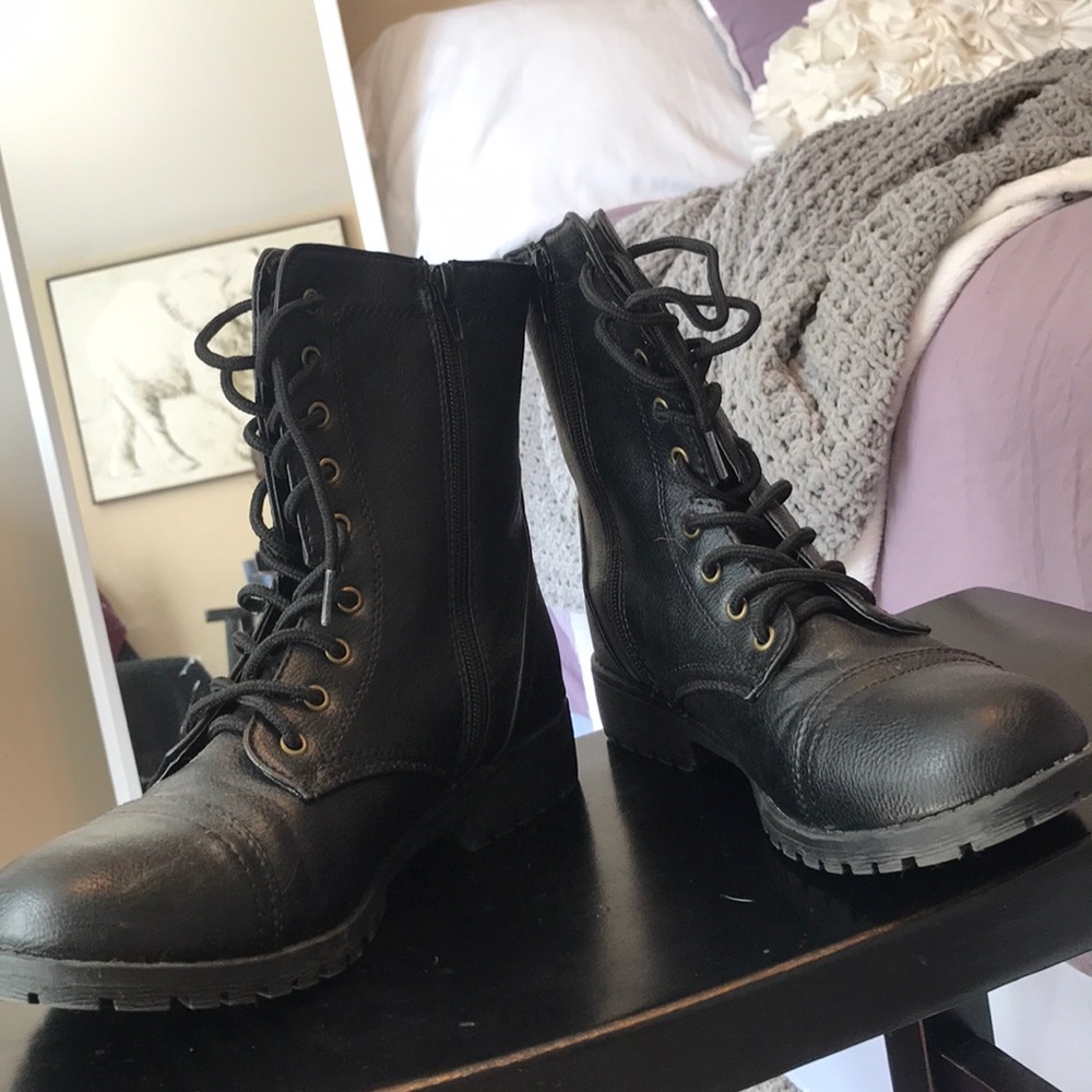 Black combat boots